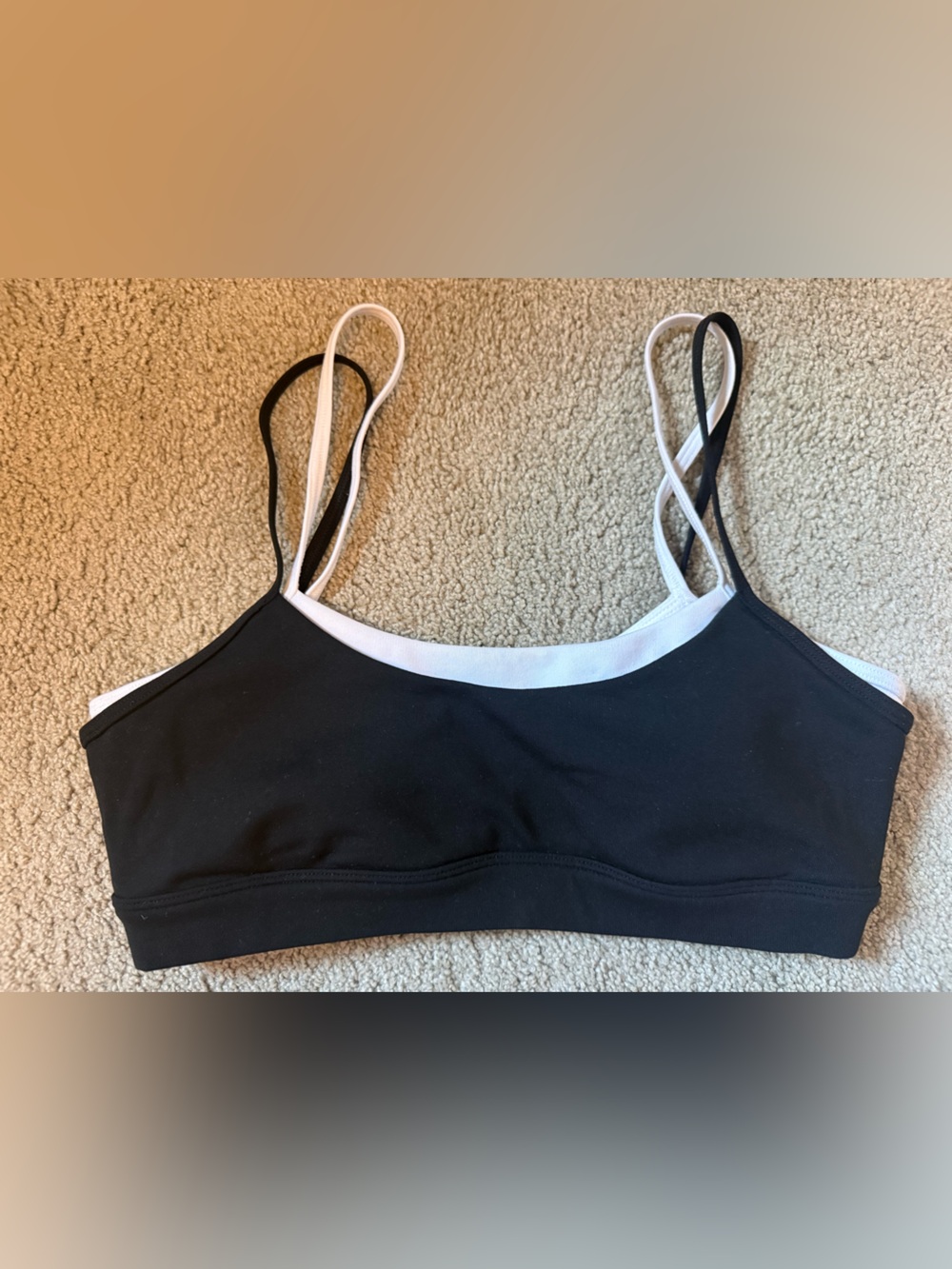 Alo Airbrush Double Up Bra Small Black White